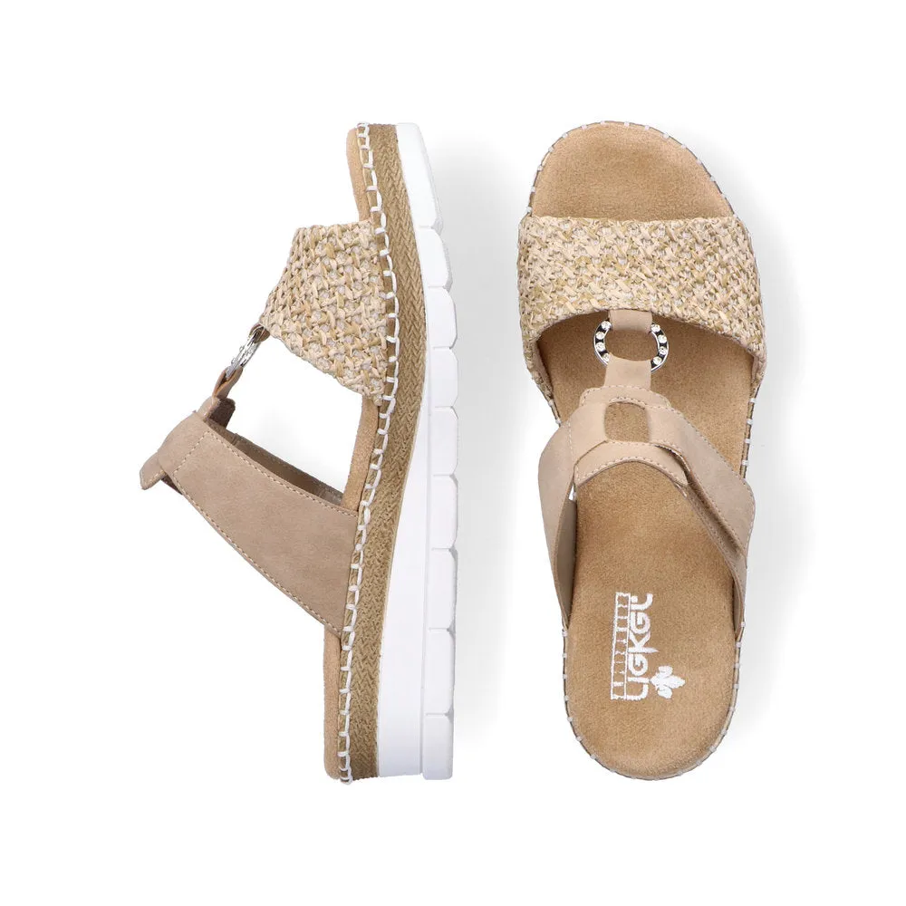 RIEKER - V1243-60 LOW WEDGE FASHION MULE - BEIGE