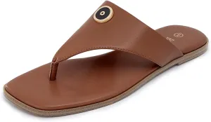 Rihero Women's Flip Flops Square Toe Thong Flat Sandals Summer Comfortable Slip On Beach Slide Sandals