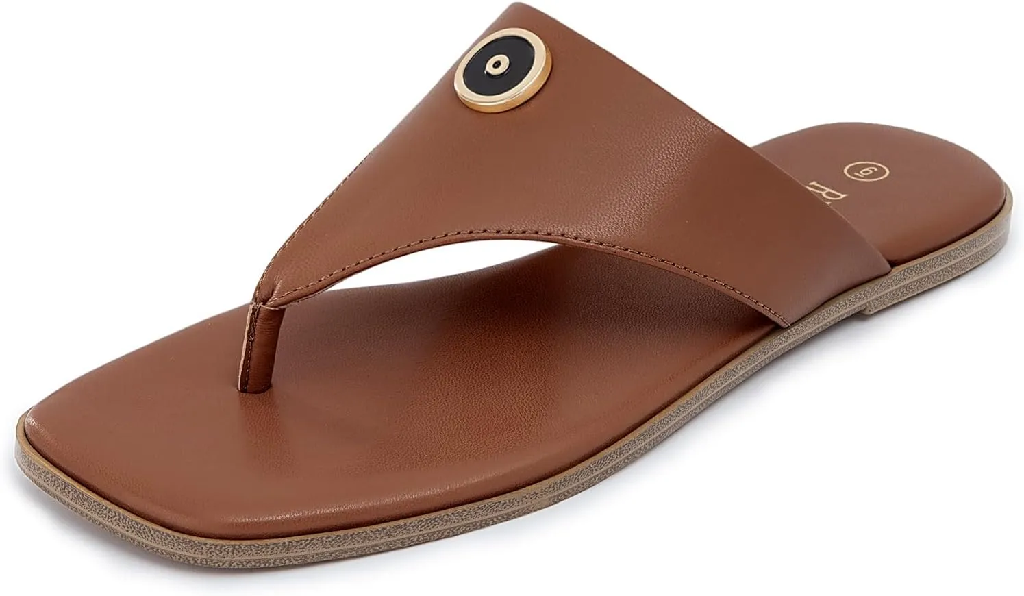 Rihero Women's Flip Flops Square Toe Thong Flat Sandals Summer Comfortable Slip On Beach Slide Sandals