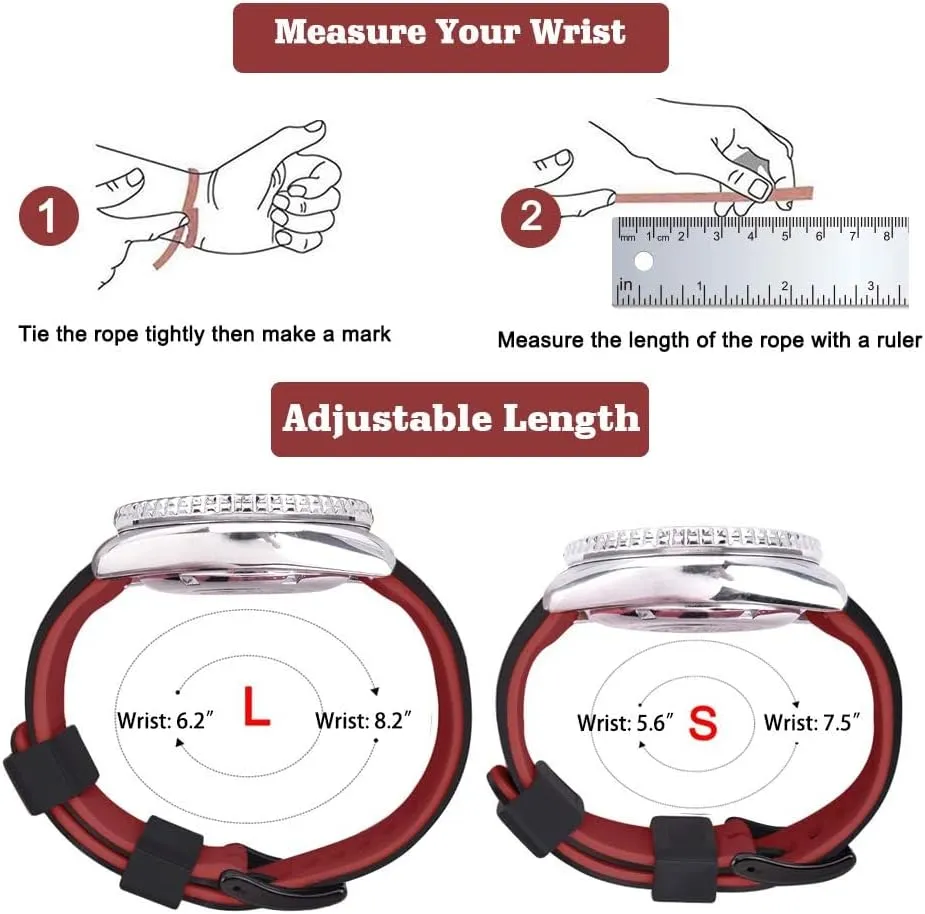Ritche Christmas Gift Silicone Watch Bands 18mm 20mm 22mm 24mm Quick Release Rubber Watch Bands for Men, White Elephant Gifts, Stocking Stuffers For Men