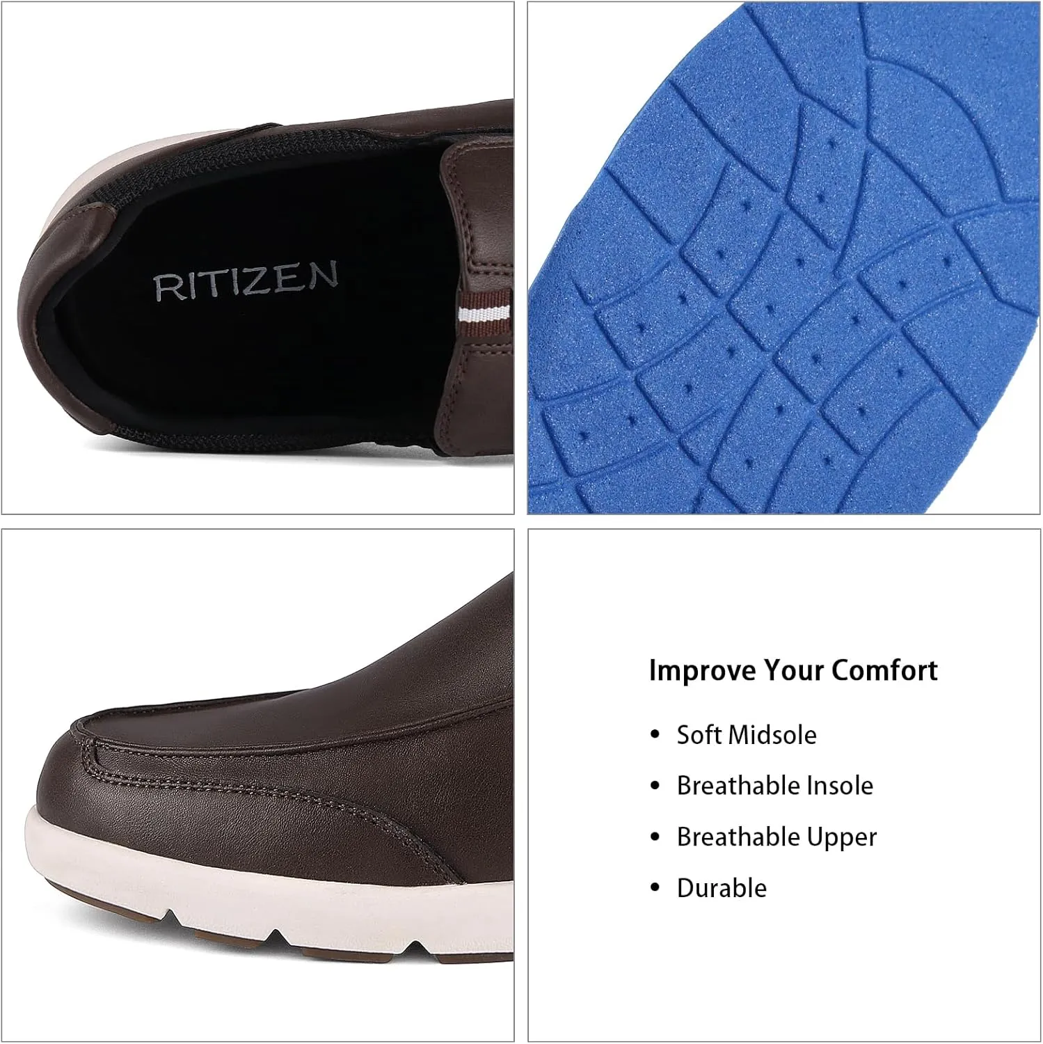 RITIZEN Men's Casual Slip-on Loafers Stretch Shoes | Men's Slip On Shoes | Comfortable & Light-Weight | for Men