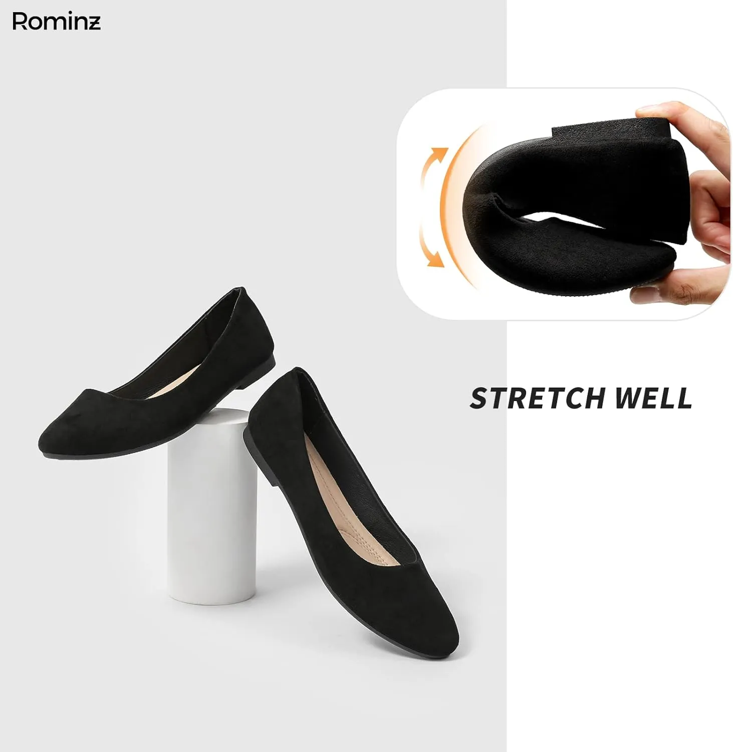 Rominz Women's Flats Shoes Round Toe Flats Black Flats Shoes Women Ballet Flats for Women Dressy Shoes Nude Flats