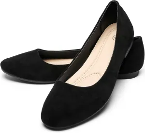 Rominz Women's Flats Shoes Round Toe Flats Black Flats Shoes Women Ballet Flats for Women Dressy Shoes Nude Flats