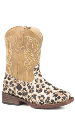 Roper Toddler Tan/Leopard/Gold Glitter Western Boots