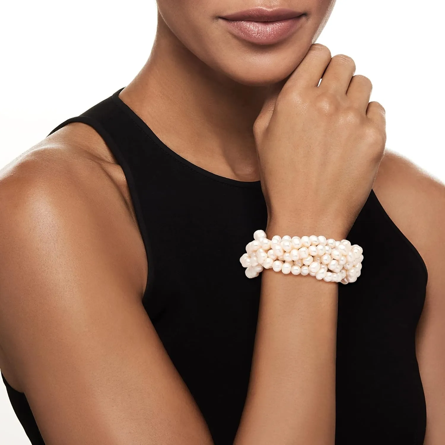 Ross-Simons 6-7mm Cultured Pearl Braided Stretch Bracelet