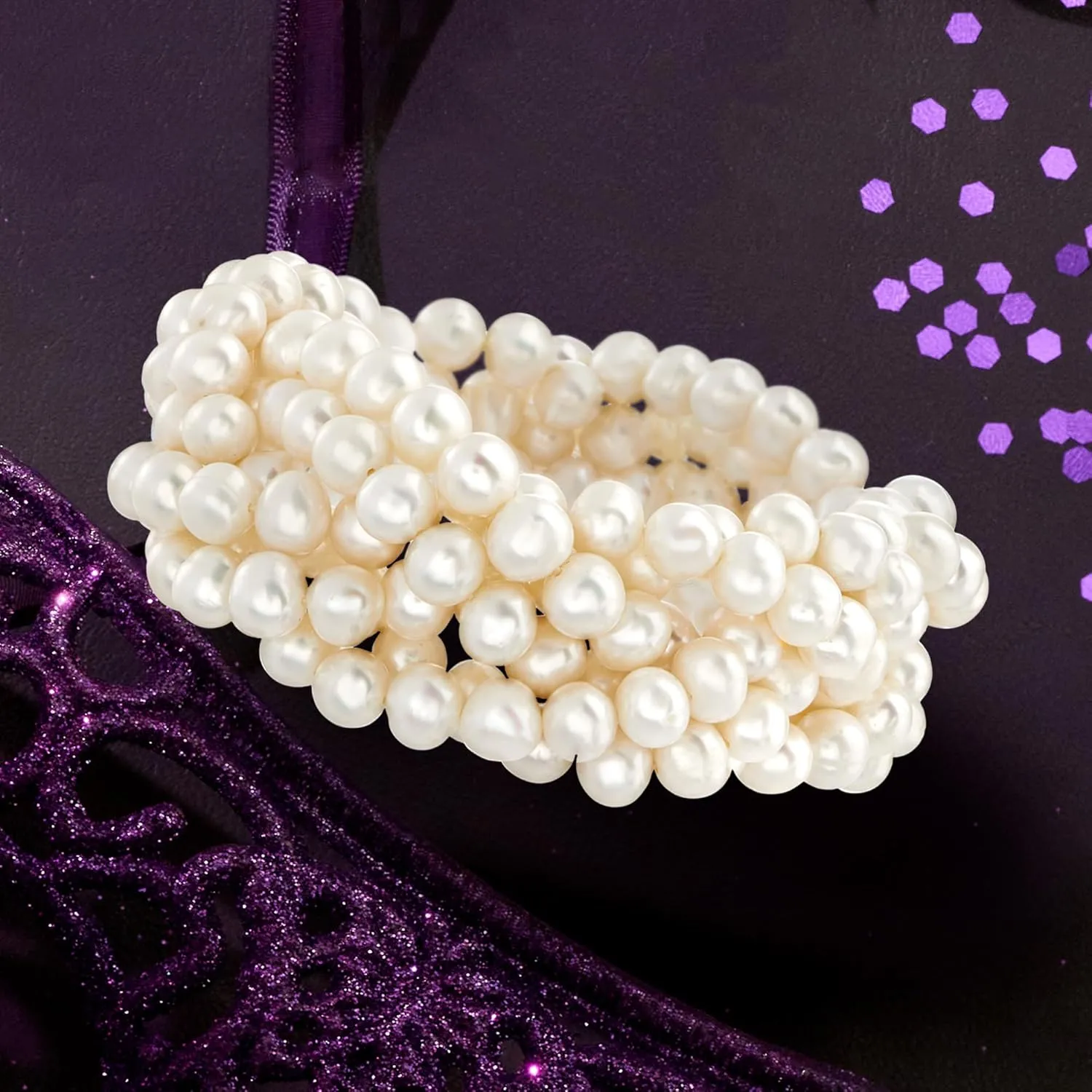 Ross-Simons 6-7mm Cultured Pearl Braided Stretch Bracelet