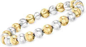 Ross-Simons Italian 8mm Sterling Silver and 18kt Gold Over Sterling Bead Stretch Bracelet