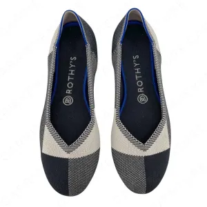 Rothy’s The Flat Captoe Black White Round Toe Shoes Balletcore Neutral Flats Size 8.5