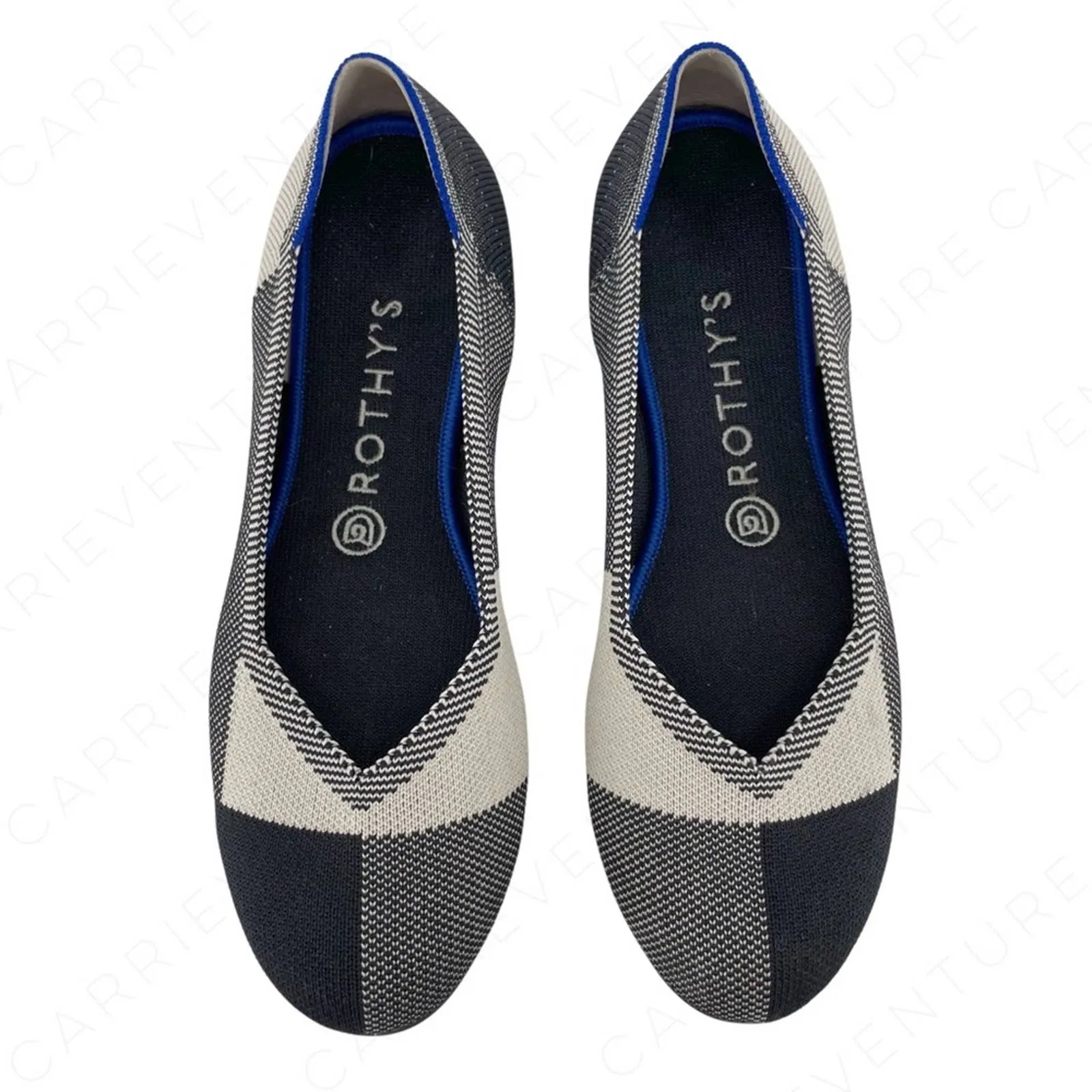 Rothy’s The Flat Captoe Black White Round Toe Shoes Balletcore Neutral Flats Size 8.5