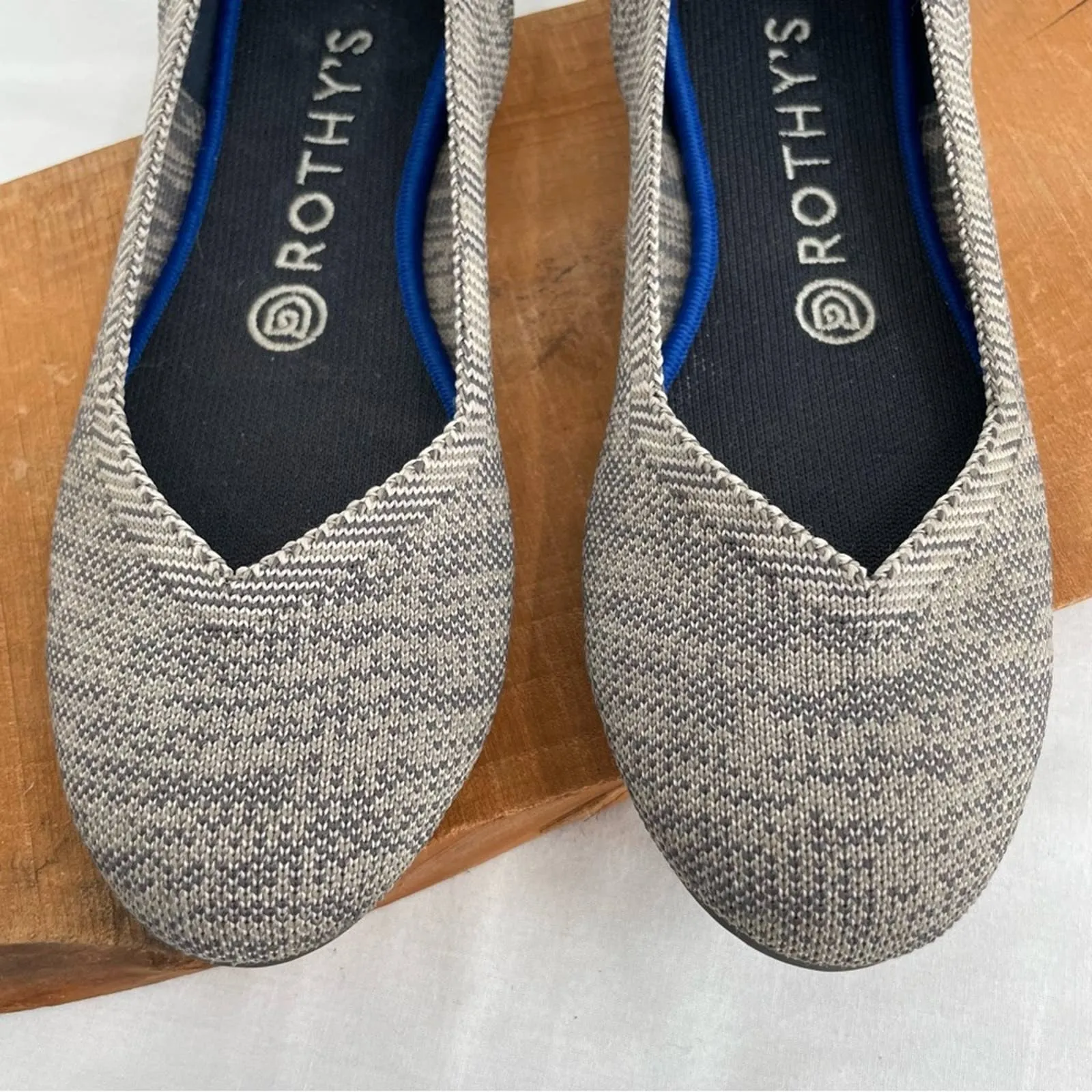 Rothy’s The Flat Taupe Heather Grey Heathered Neutral Round Toe Slip On Shoes Size 7