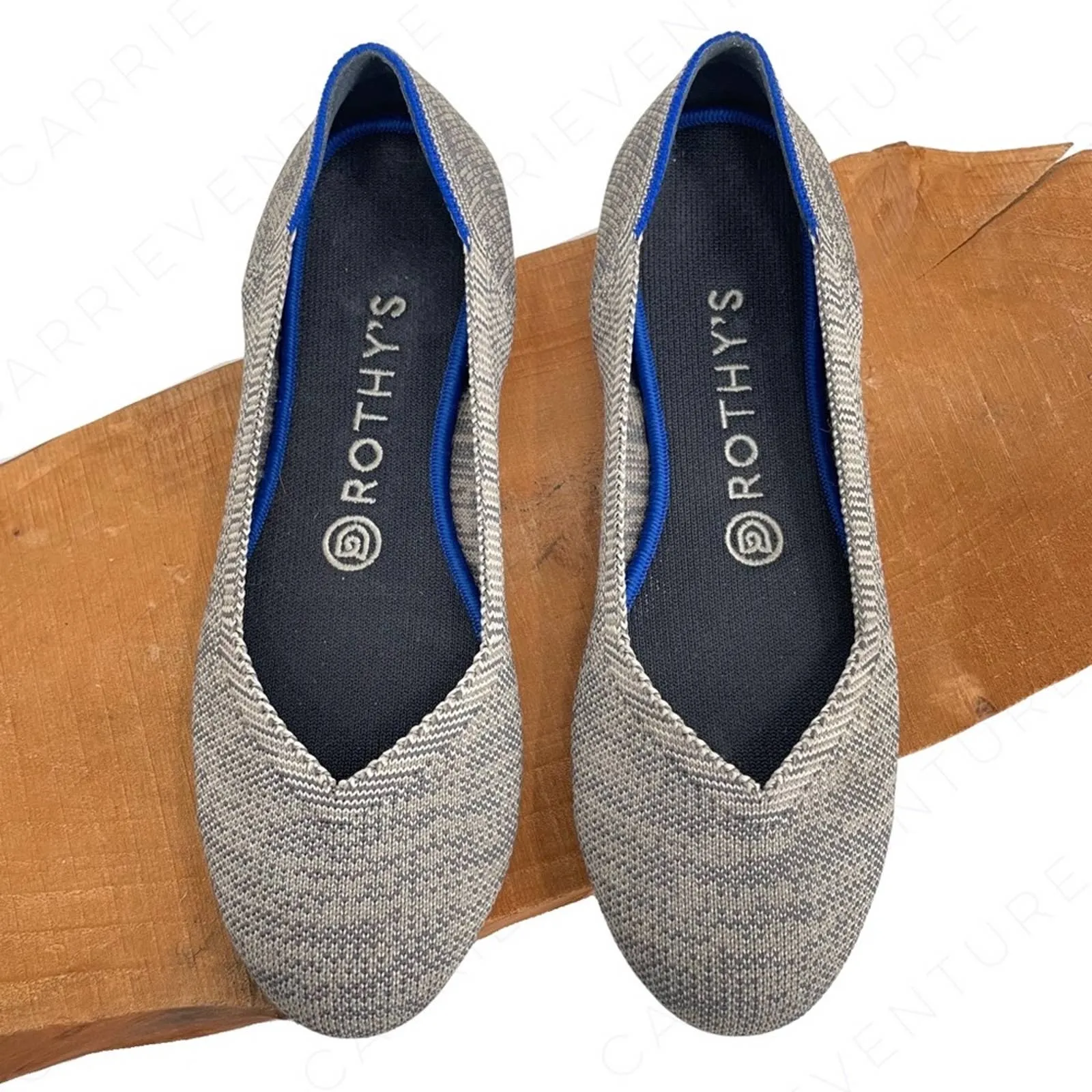 Rothy’s The Flat Taupe Heather Grey Heathered Neutral Round Toe Slip On Shoes Size 7