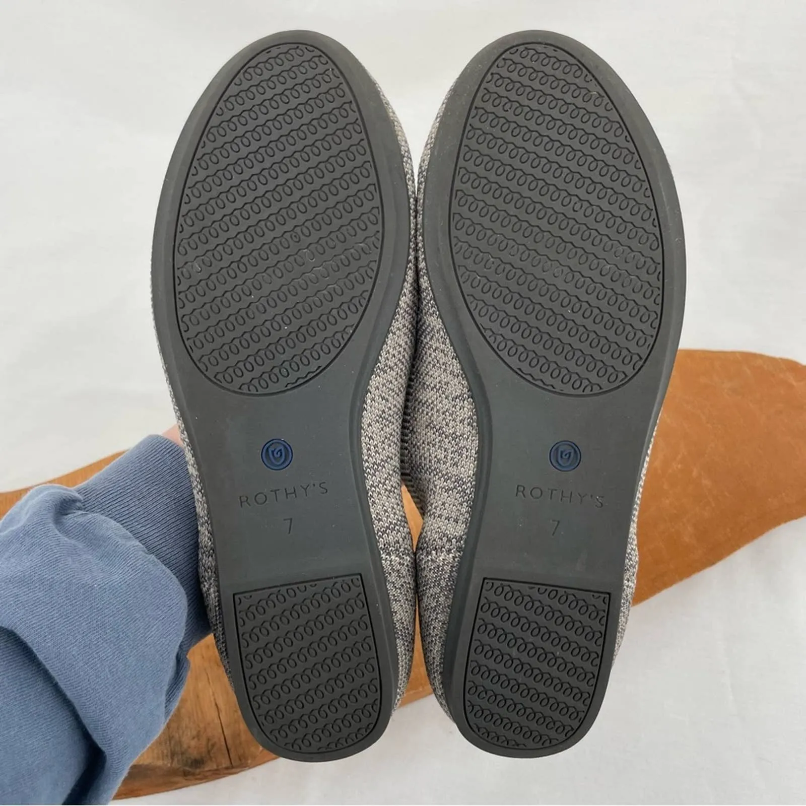 Rothy’s The Flat Taupe Heather Grey Heathered Neutral Round Toe Slip On Shoes Size 7