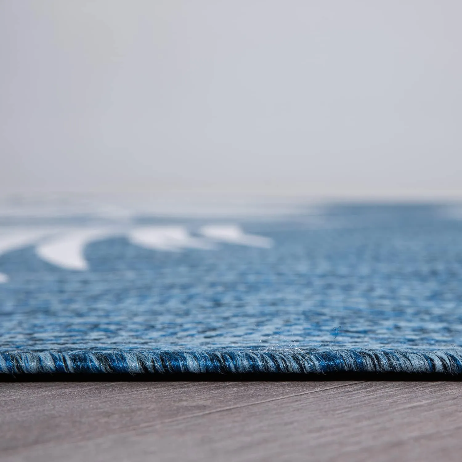 Rugshop Contemporary Palm Leaves Textured Flat Weave Easy-to-Clean Outdoor Rugs for Deck,Patio,Backyard Indoor/Outdoor Runner Rug 2' x 7' Navy