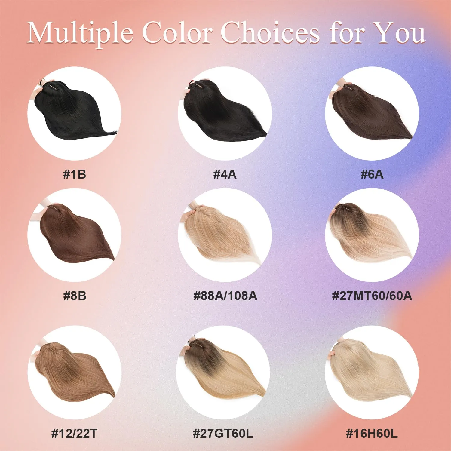 S-noilite Hair Toppers with Bangs for Women with Thinning Hair, Synthetic Clip in Wiglets Toppers Wigs Hair Pieces 6x6 Large Base 14 inch Brown Mixed Blonde to White Straight Hair Toppers