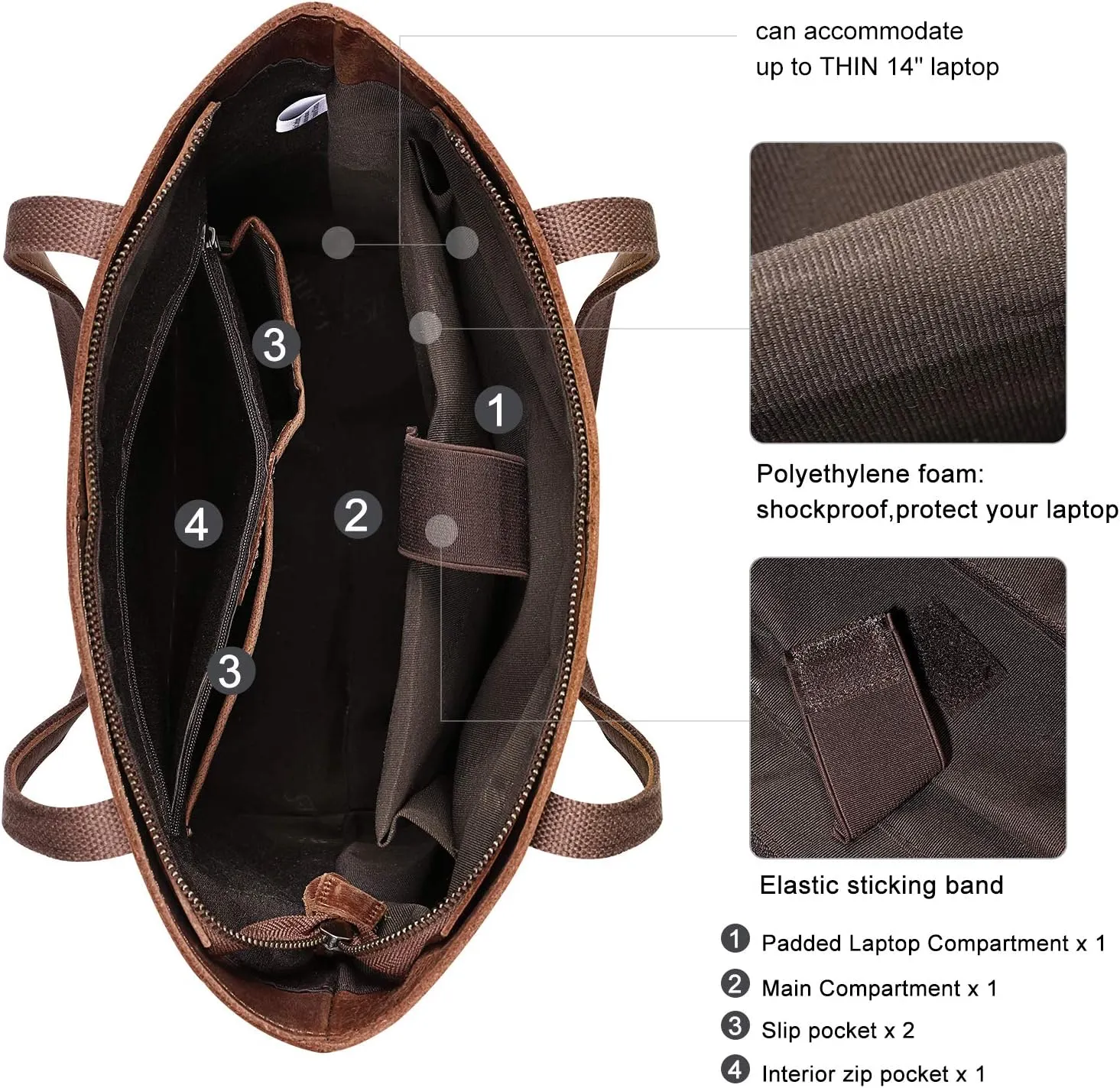 S-ZONE Women Vintage Genuine Leather Tote Bag Large Shoulder Purse Work Handbag