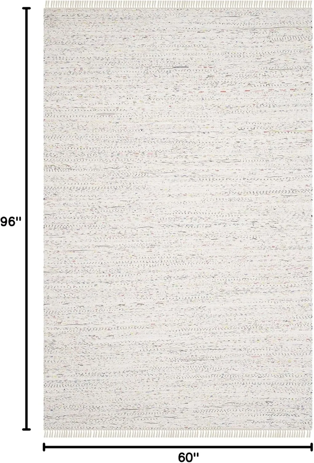 SAFAVIEH Rag Rug Collection Area Rug - 5' x 8', Ivory & Multi, Handmade Boho Stripe Cotton, Ideal for High Traffic Areas in Living Room, Bedroom (RAR121G)