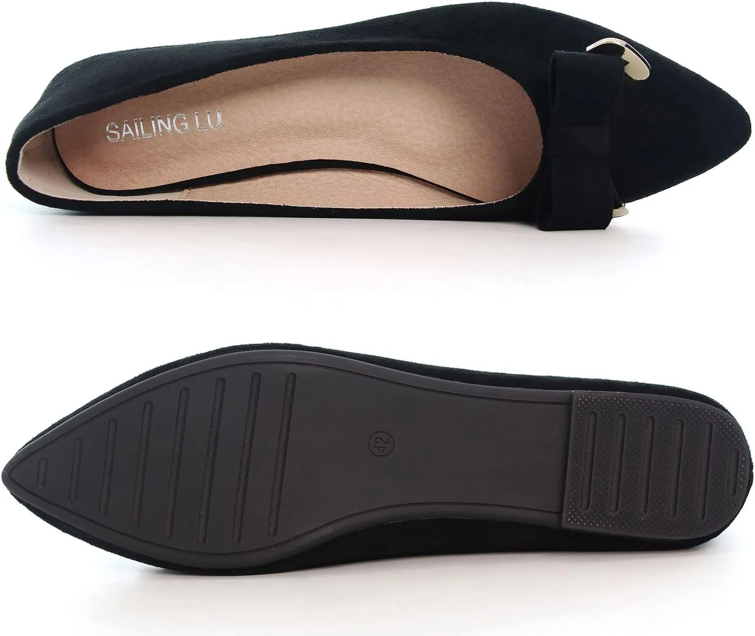 SAILING LU Ballet Flats for Women Dressy Flat Shoes Pointed Toe Bowknot Slip on Flats Shoes Women Loafers Shoes