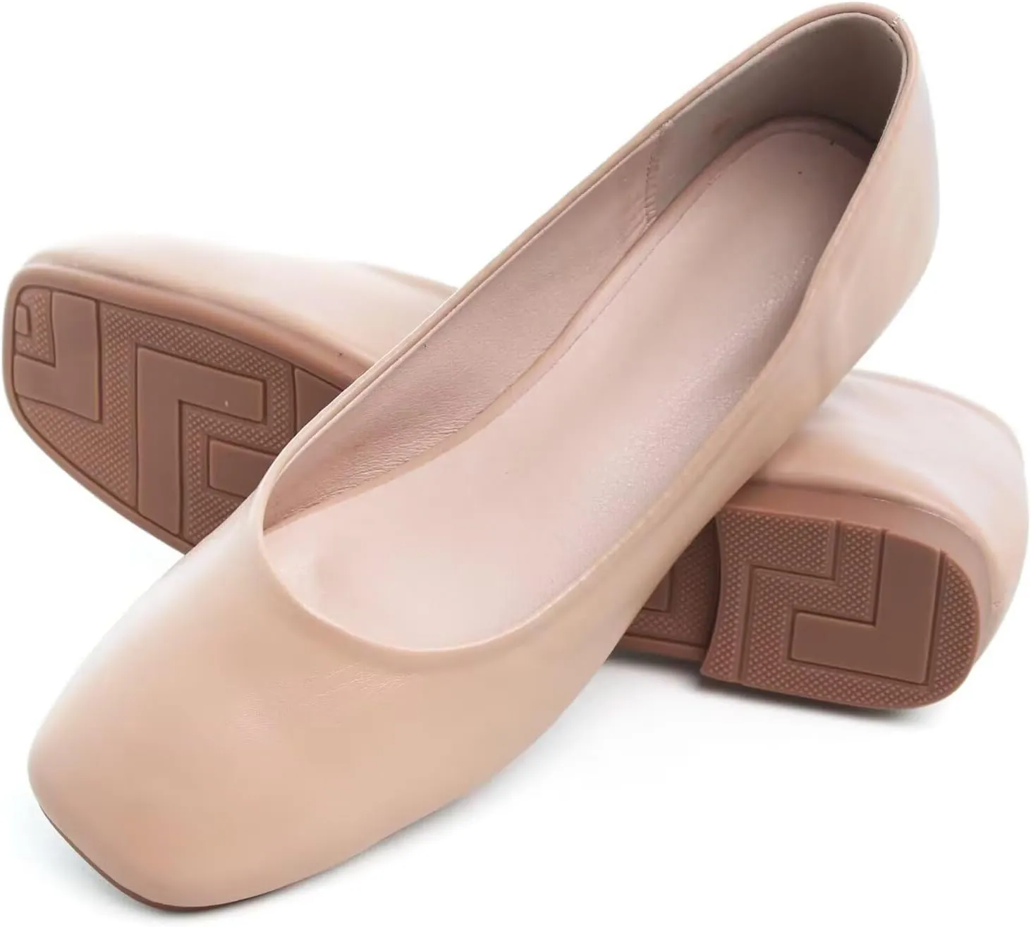 SAILING LU Flats for Women Comfortable Solid Color Soft Flats Square Toe Ballet Casual Work Shoes Dressy Slip-ons Loafers