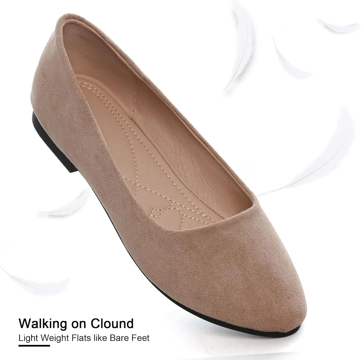 SAILING LU Pointy Toe Shoes Women Ballet Flats Comfort Solid Flat Shoes for Women Work Slip On Moccasins