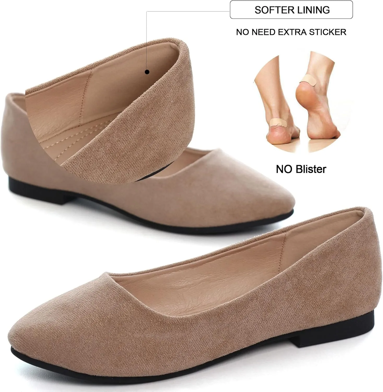 SAILING LU Pointy Toe Shoes Women Ballet Flats Comfort Solid Flat Shoes for Women Work Slip On Moccasins