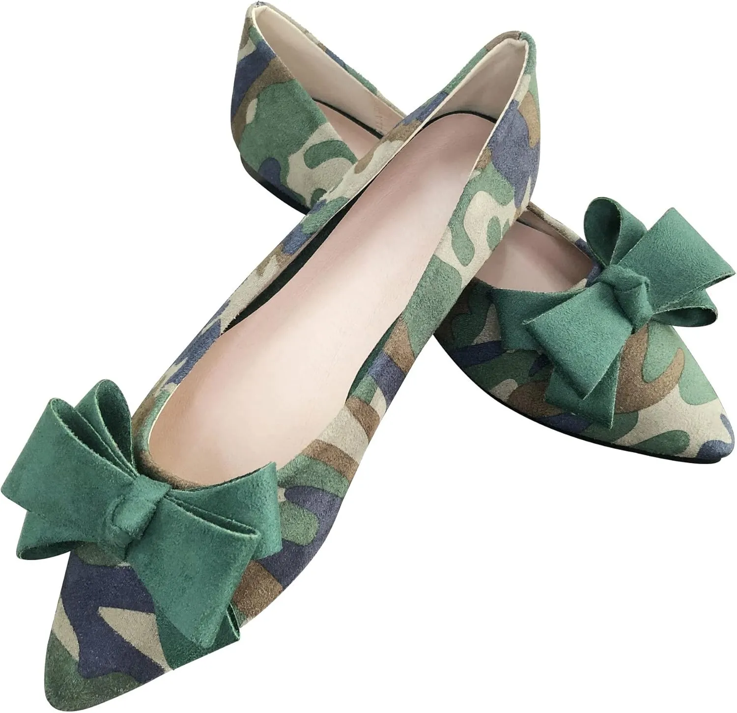 SAILING LU Womens Flats Shoes for Wedding Comfortable Pointy Toe Dress Loafers Bow-Knot Suede Dance Shoes for Party Slip On Moccasin
