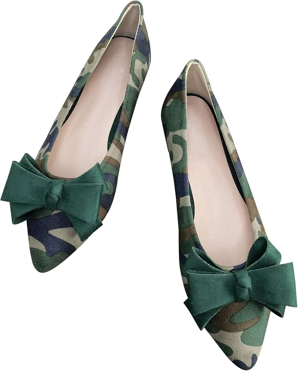 SAILING LU Womens Flats Shoes for Wedding Comfortable Pointy Toe Dress Loafers Bow-Knot Suede Dance Shoes for Party Slip On Moccasin
