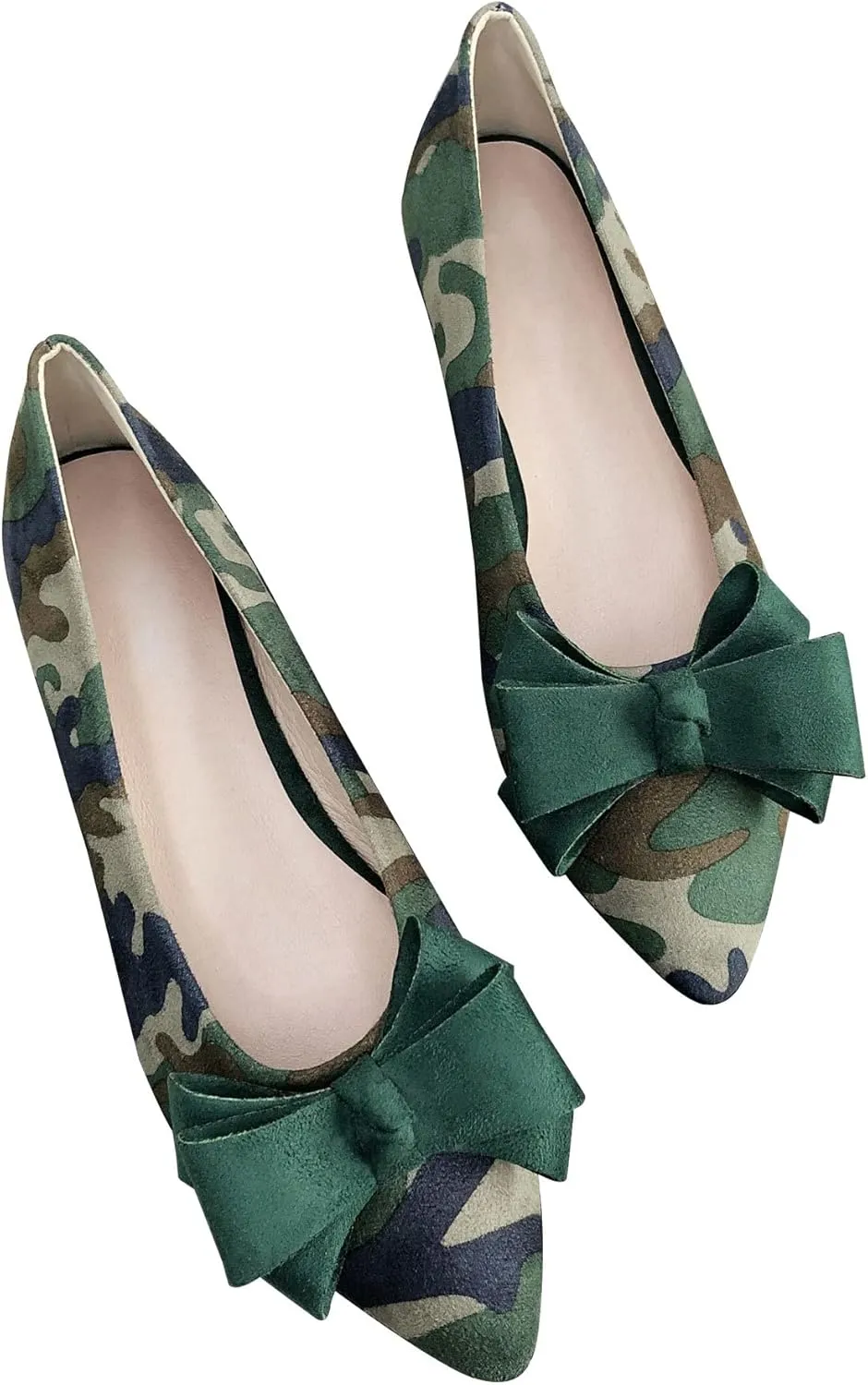 SAILING LU Womens Flats Shoes for Wedding Comfortable Pointy Toe Dress Loafers Bow-Knot Suede Dance Shoes for Party Slip On Moccasin