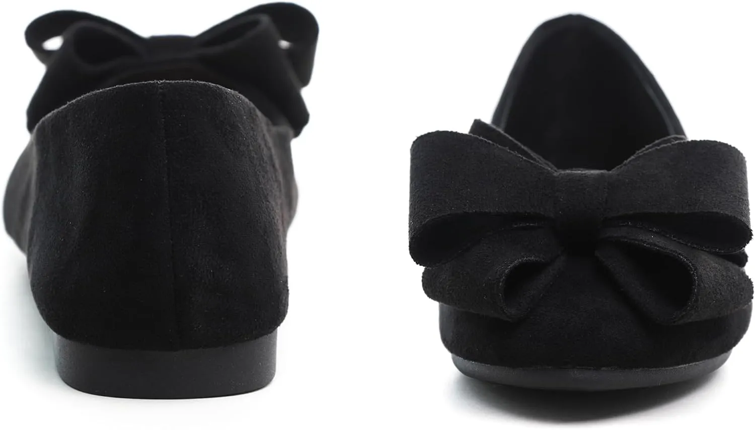 SAILING LU Women's Round Toe Ballerina Shoes Cute Bow Flats Comfortable Soft Suede Slip-ons Solid Color Office Lady Walking Loafers
