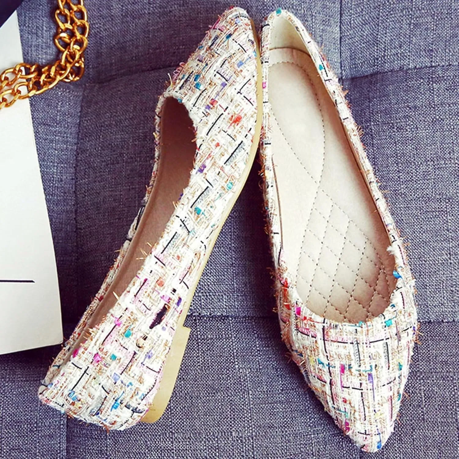 SAILING LU Womens Suede Pointed Toe Ballet Flats Comfortable Wedding Party Casual Slip-On Ballerina Dressy Shoes for Women Walking Shoes