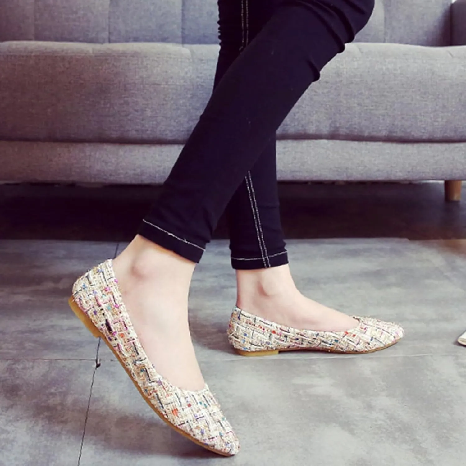 SAILING LU Womens Suede Pointed Toe Ballet Flats Comfortable Wedding Party Casual Slip-On Ballerina Dressy Shoes for Women Walking Shoes
