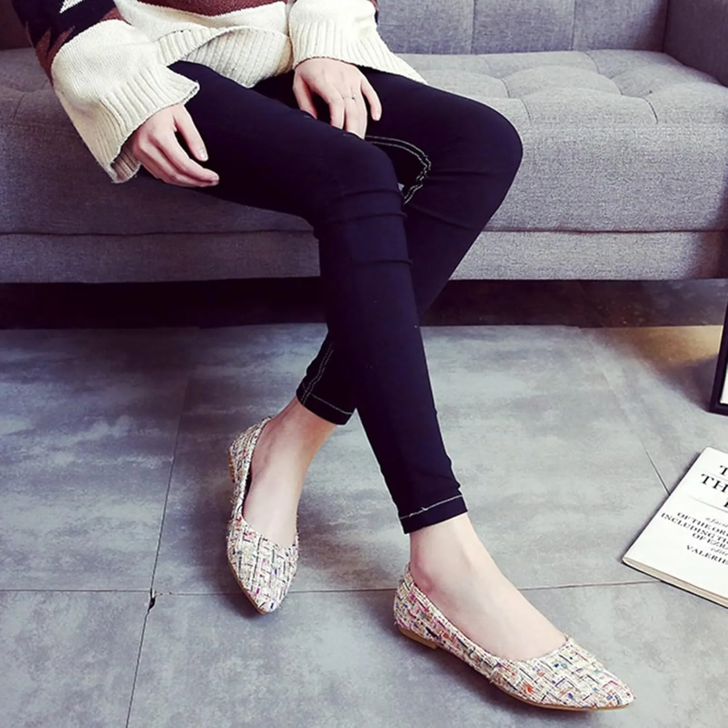 SAILING LU Womens Suede Pointed Toe Ballet Flats Comfortable Wedding Party Casual Slip-On Ballerina Dressy Shoes for Women Walking Shoes