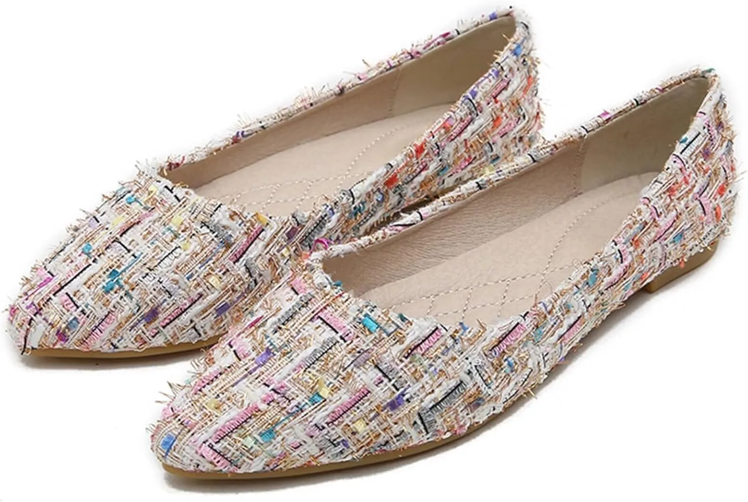 SAILING LU Womens Suede Pointed Toe Ballet Flats Comfortable Wedding Party Casual Slip-On Ballerina Dressy Shoes for Women Walking Shoes