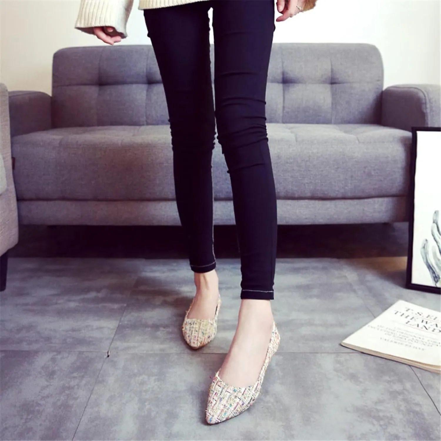 SAILING LU Womens Suede Pointed Toe Ballet Flats Comfortable Wedding Party Casual Slip-On Ballerina Dressy Shoes for Women Walking Shoes