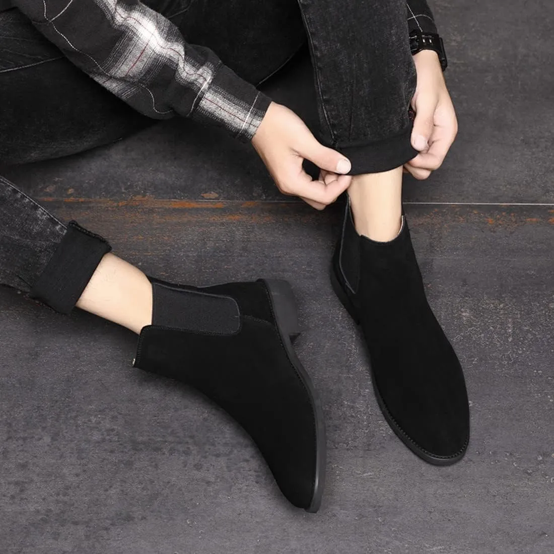 Santimon Leather Chelsea Boots for Men - Mens Slip On Dress Boots Casual Ankle Boots