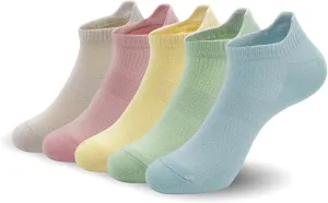 SERISIMPLE Women Ultra Thin Socks Viscose Bamboo Low Cut No Show Ventilating Ankle Anti Odor Arch Support Mesh Socks 5 Pairs