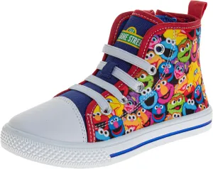 Sesame Street Elmo Shoes, Hi Top Sneaker with Laces, for Toddlers and Kids, Size 6 to 12