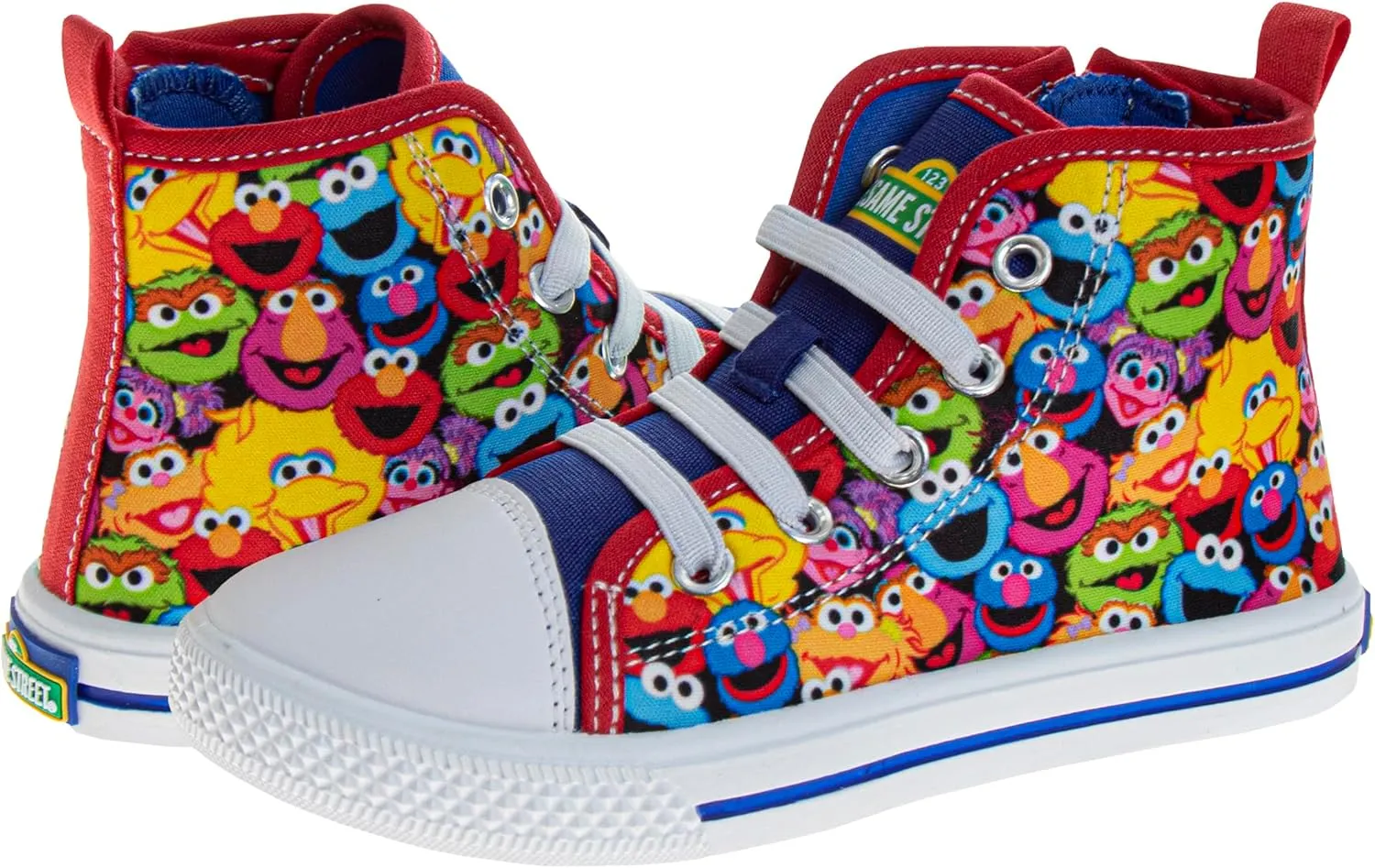 Sesame Street Elmo Shoes, Hi Top Sneaker with Laces, for Toddlers and Kids, Size 6 to 12