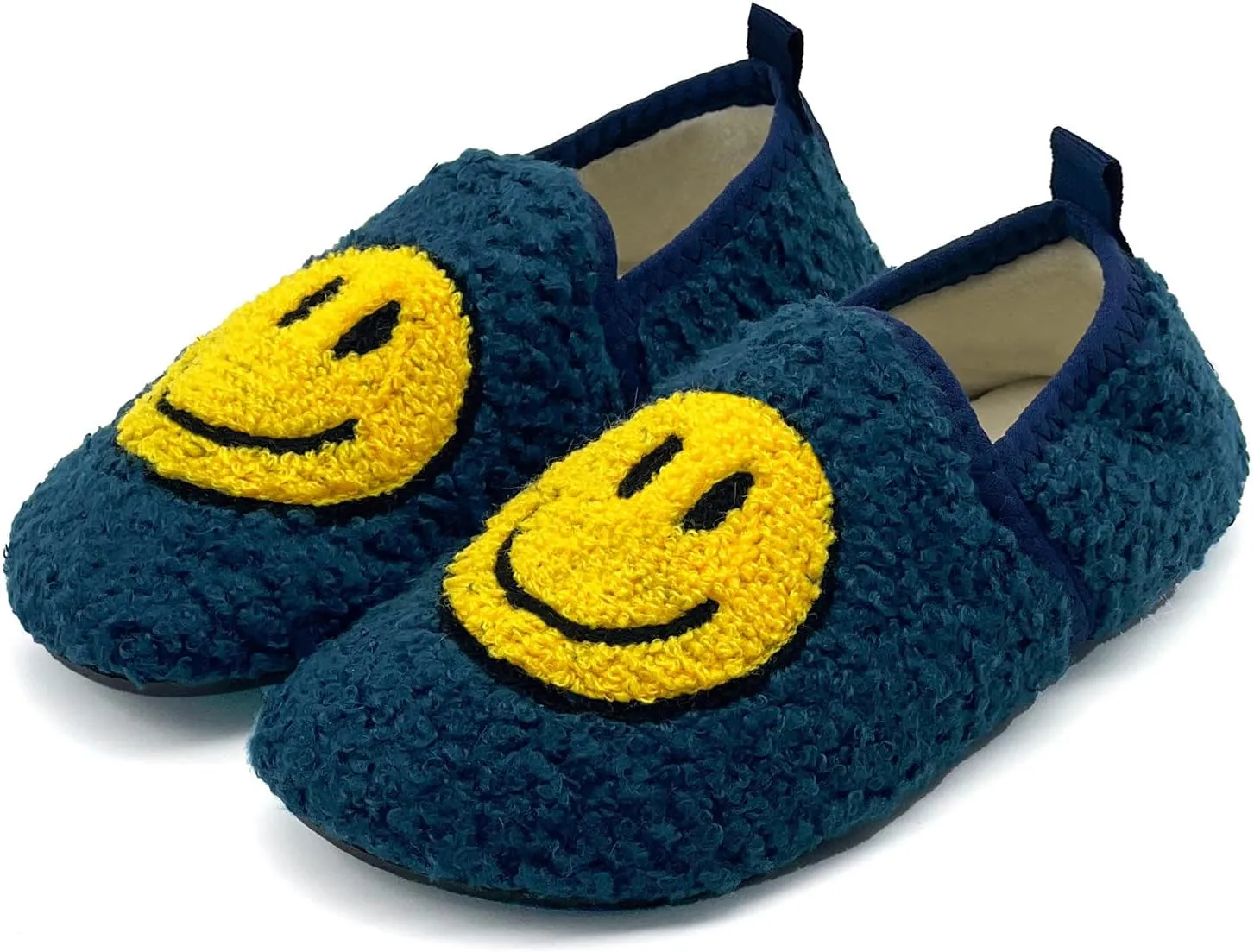 sharllen Smile Face Slippers Kids Girls Boys Plush Cute Warm Soft Happy Face Socks Slippers Shoes Fuzzy Cozy Non-Slip Toddler Slide Slippers for Little Big Kids Winter Indoor Outdoor