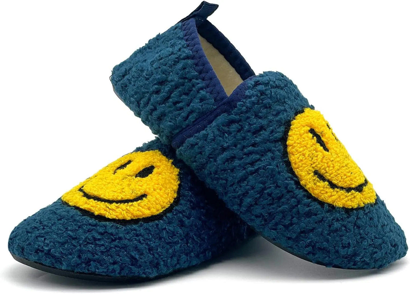 sharllen Smile Face Slippers Kids Girls Boys Plush Cute Warm Soft Happy Face Socks Slippers Shoes Fuzzy Cozy Non-Slip Toddler Slide Slippers for Little Big Kids Winter Indoor Outdoor