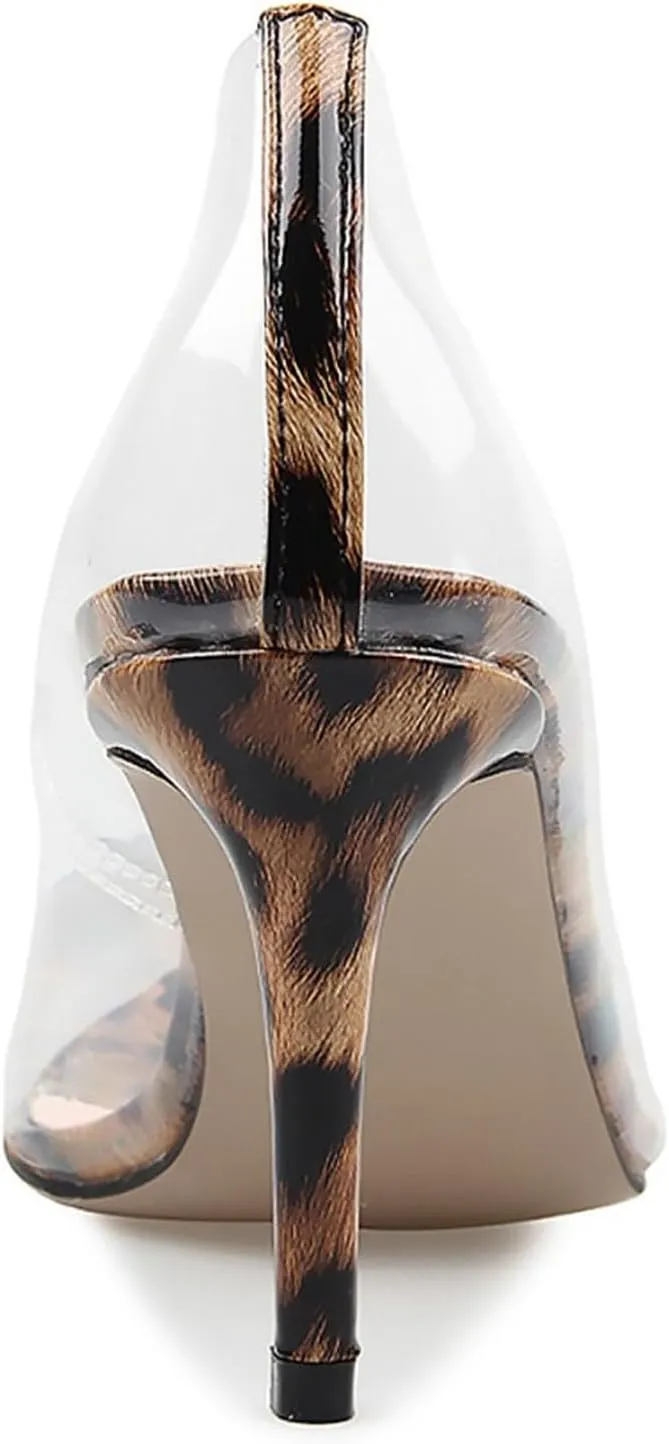 SHEMEE Women's Clear Stiletto High Heel Pumps Pointed Toe Transparent PVC Thin Heels Elegant Court Shoes
