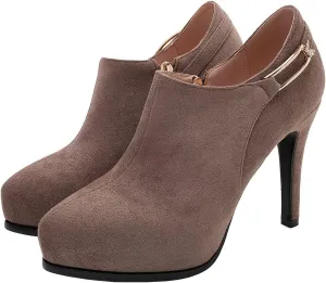 SHEMEE Women's Platform Stiletto High Heel Ankle Booties Thin Heels Pumps Side Zip Short Boots Shoes