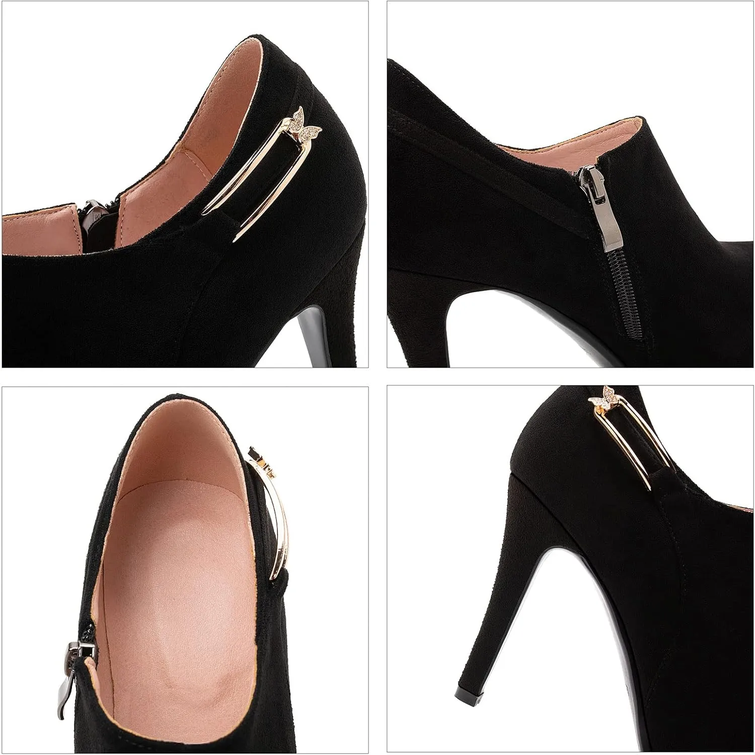 SHEMEE Women's Platform Stiletto High Heel Ankle Booties Thin Heels Pumps Side Zip Short Boots Shoes