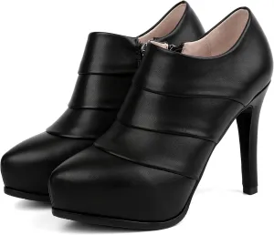 SHEMEE Women's Platform Stiletto High Heel Ankle Booties Thin Heels Pumps Side Zip Short Boots Shoes