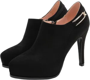 SHEMEE Women's Platform Stiletto High Heel Ankle Booties Thin Heels Pumps Side Zip Short Boots Shoes