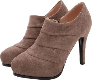 SHEMEE Women's Platform Stiletto High Heel Ankle Booties Thin Heels Pumps Side Zip Short Boots Shoes