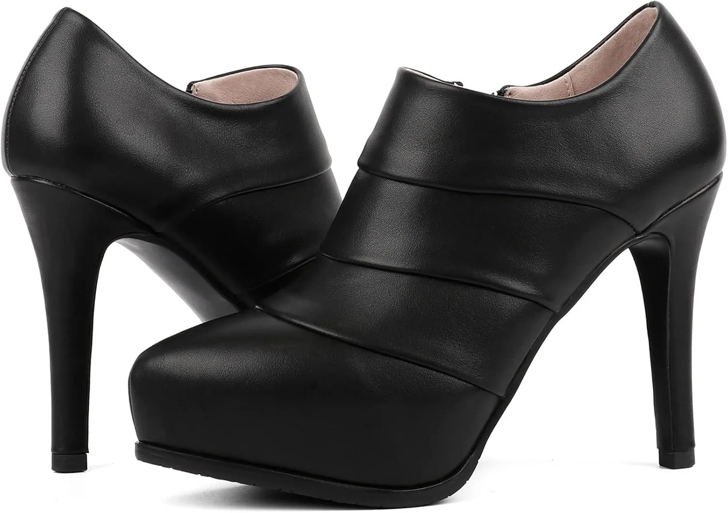 SHEMEE Women's Platform Stiletto High Heel Ankle Booties Thin Heels Pumps Side Zip Short Boots Shoes