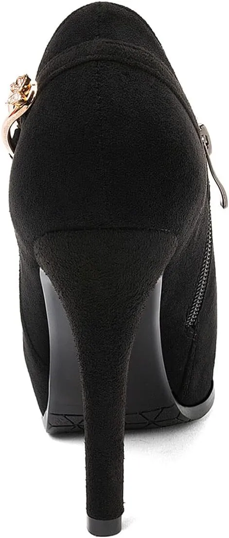 SHEMEE Women's Platform Stiletto High Heel Ankle Booties Thin Heels Pumps Side Zip Short Boots Shoes