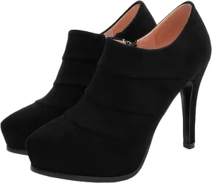 SHEMEE Women's Platform Stiletto High Heel Ankle Booties Thin Heels Pumps Side Zip Short Boots Shoes