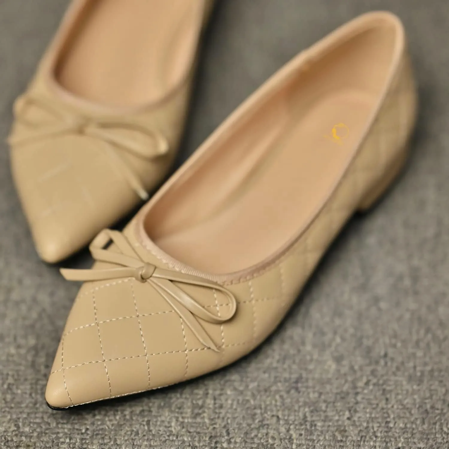 SHODENSE Women Quilted Bow Flats Pointed Toe Slip On Ballet Flats Comfortable Pointy Toe Flat Shoes Bow Tie 0.5 Inch Flat Heel Dress Shoes Matte Office Party Wedding Bridal Driver Flats 4-11 M US