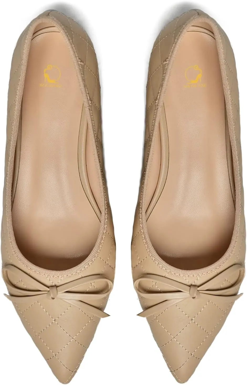 SHODENSE Women Quilted Bow Flats Pointed Toe Slip On Ballet Flats Comfortable Pointy Toe Flat Shoes Bow Tie 0.5 Inch Flat Heel Dress Shoes Matte Office Party Wedding Bridal Driver Flats 4-11 M US